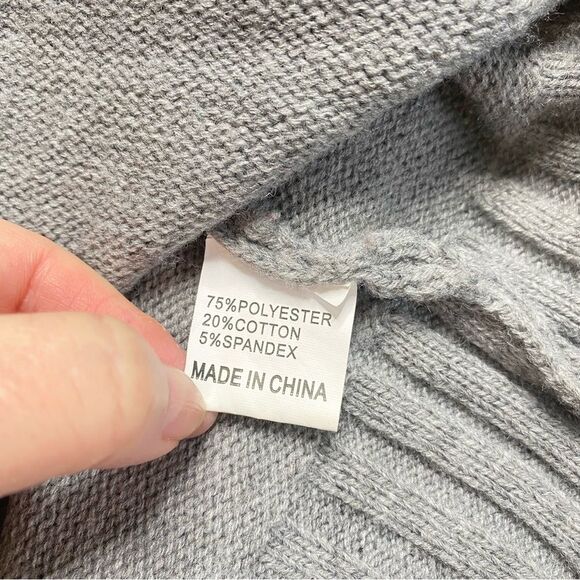 Nordic Snowflake Button Up Grandad Cardigan Sweater Gray Sz L - Picture 12 of 14